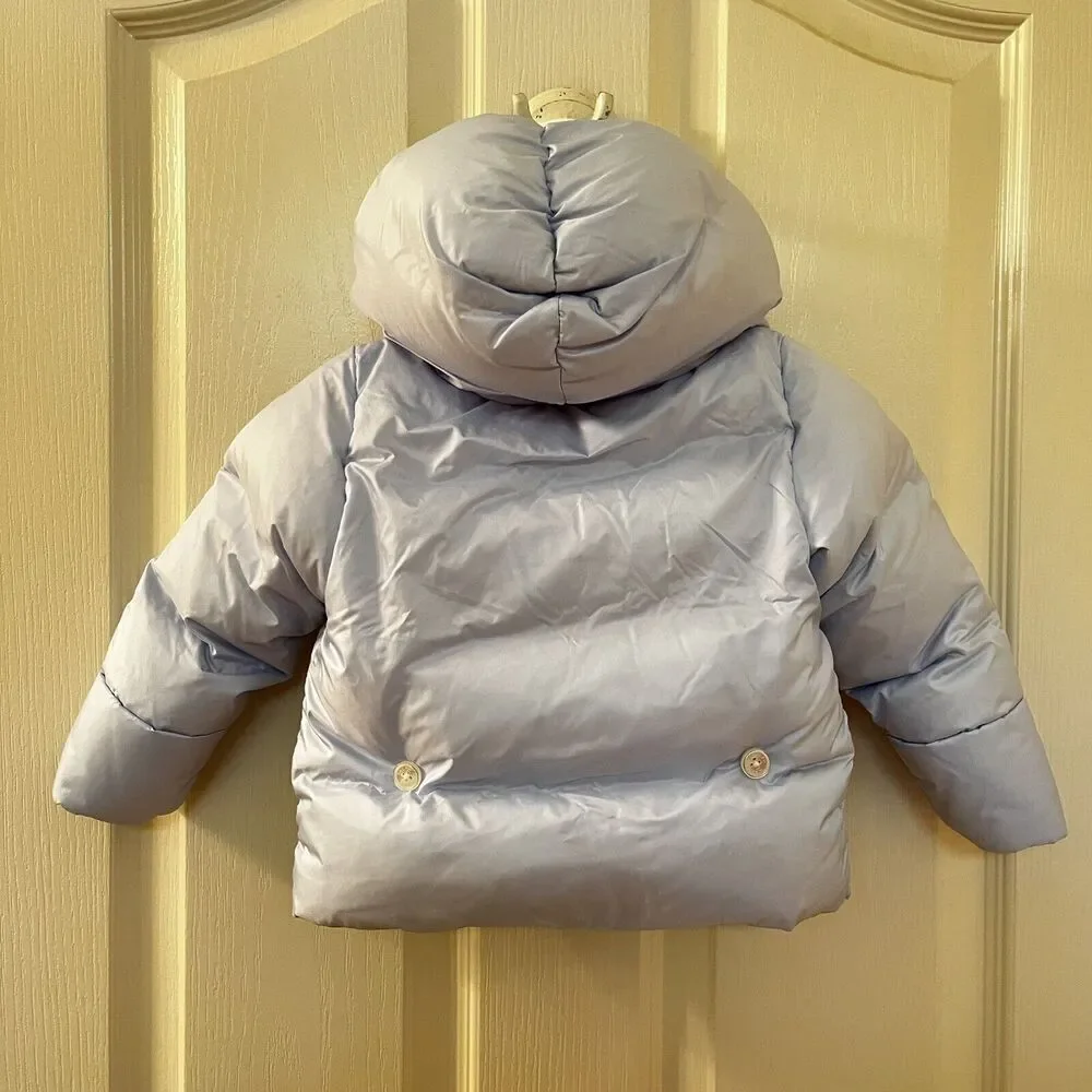 Ralph Lauren Pale Blue Hooded Down Puffer Jacket Baby Boys Size 9 Months